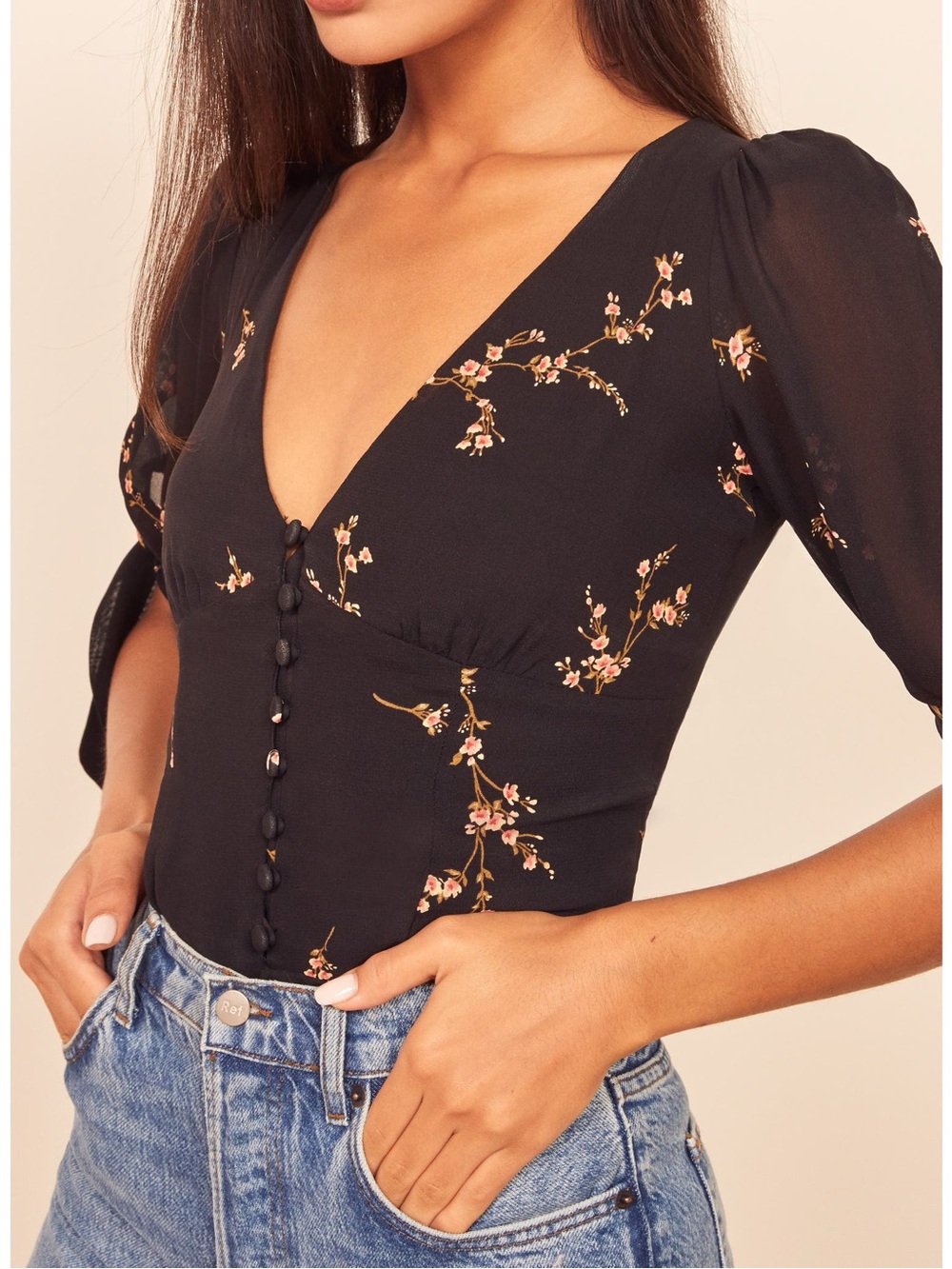 REFORMATION Ani Floral Top In Wildflower Size 6